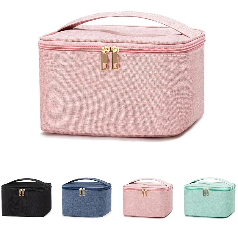 i-NKYF002 Solid Color Small Makeup Zipper Pouch Portable Toiletry Storage Bags for Girls