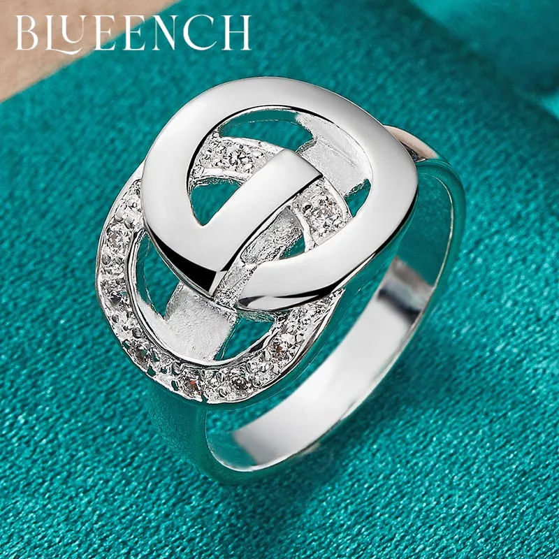 

Blueench 925 Sterling Silver Letter Ring for Women Proposal Wedding Anniversary Fine Fashion Charm Jewelry