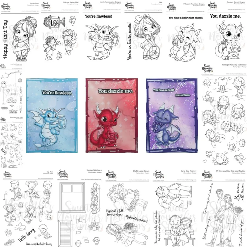 Sellos de silicona transparentes con diseño de dragón Happy Mail para álbumes de recortes, manualidades, álbumes de fotos y tarjetas.