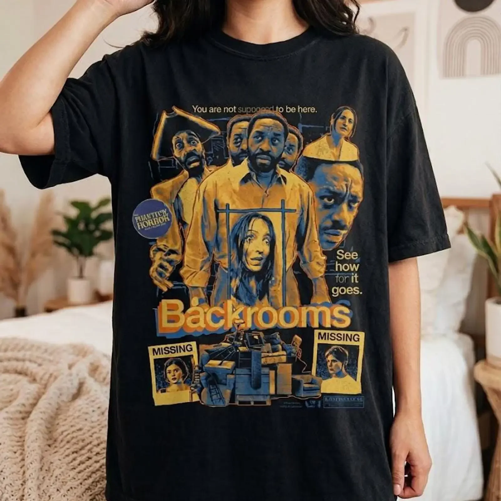 The Backrooms 2026 Vintage Horror T Shirt Retro Movie Thriller Merch Clark vintage Washed Stylish fashion Soft designer clothes