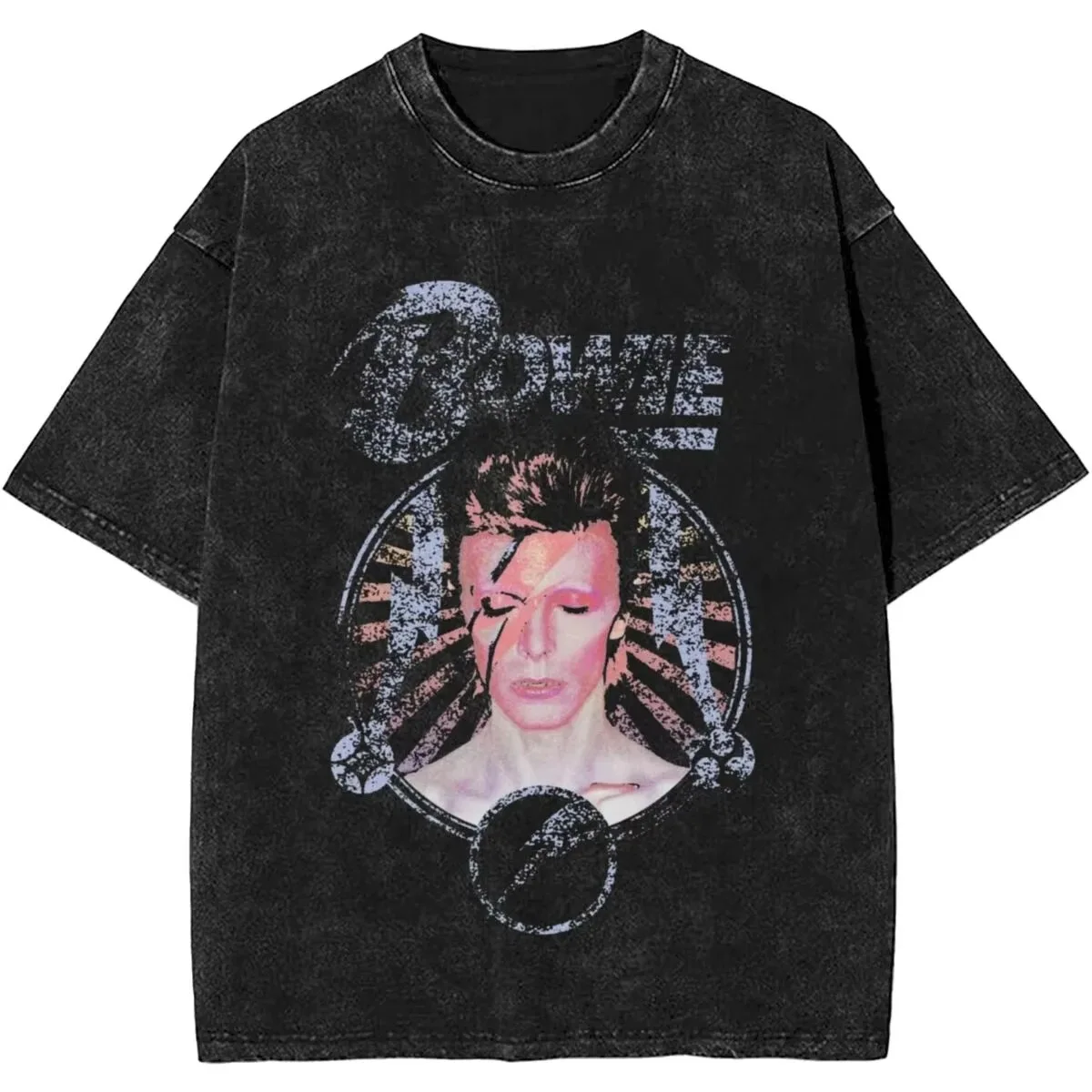 

Винтажная стираная футболка 70-х годов, мужские винтажные хлопковые футболки Davids Bowied, летние футболки с круглым вырезом для отдыха, одежда больших размеров, мягкая