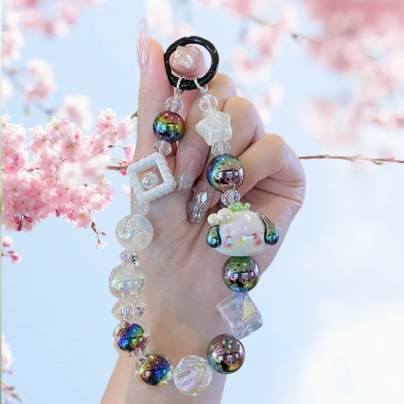 

Sanrio Hello Kitty Kuromi My Melody Cinnamoroll Phone Chain Keychain Pendant Charms Backpack Decoration Gifts hand drawn bead