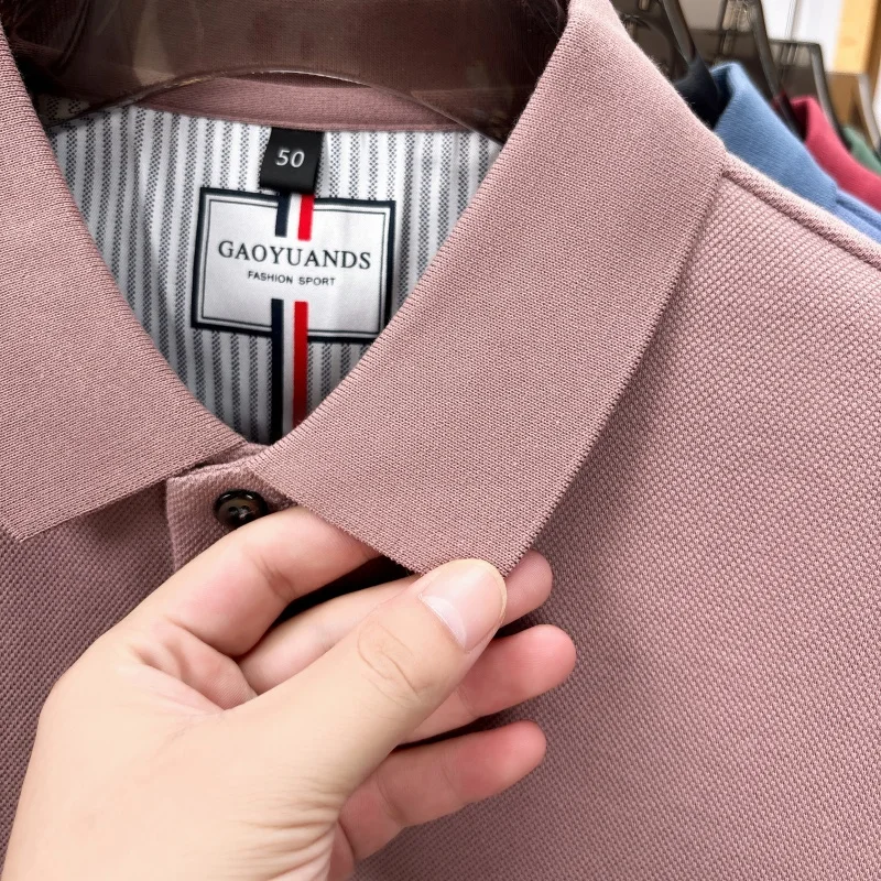 100% Baumwolle Herren Langarm-Poloshirt mit Kragen und Knöpfen, Exquisitem Musterdruck, Neues Herbst-Poloshirt, Business Casual Herrenbekleidung – Detail 4