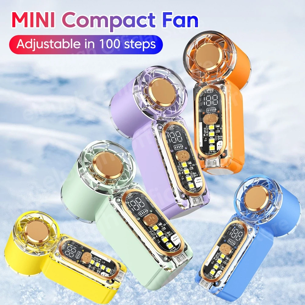 Portable Handheld Small Fan With Light Type C Rechargeable Mini Fan For On Go Cooling Pocket Electric Fan Outdoor Travel Desktop