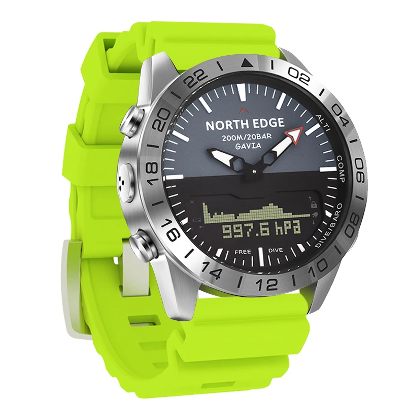 Military Sport Stopwatches NORTH EDGE Men's Digital Watches 200M Waterproof Compass Altimeter Barometer GAVIA Smart Diving Clock