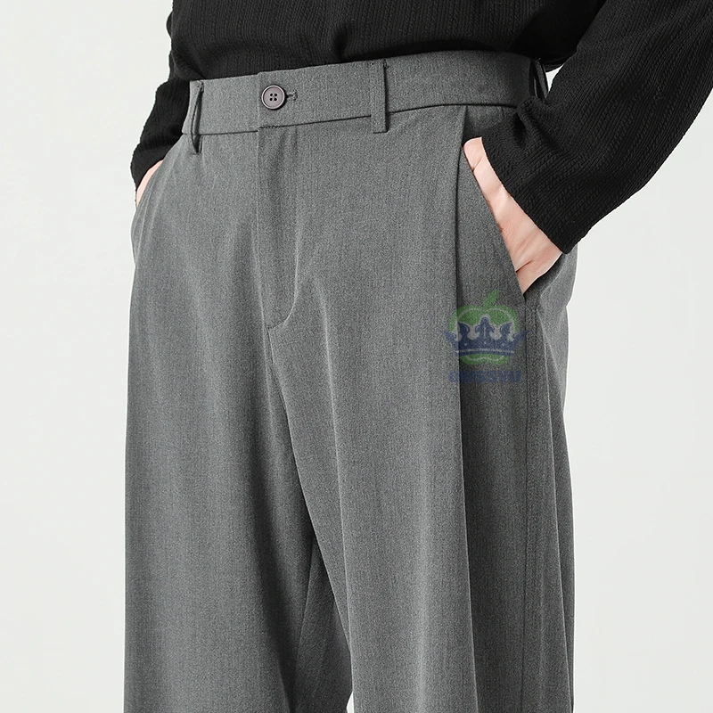 Luxury Quality Elegant Baggy Casual Pants Men Business Elastic Waist Korean Black Work Formal Trousers Male Plus Size S-4XL