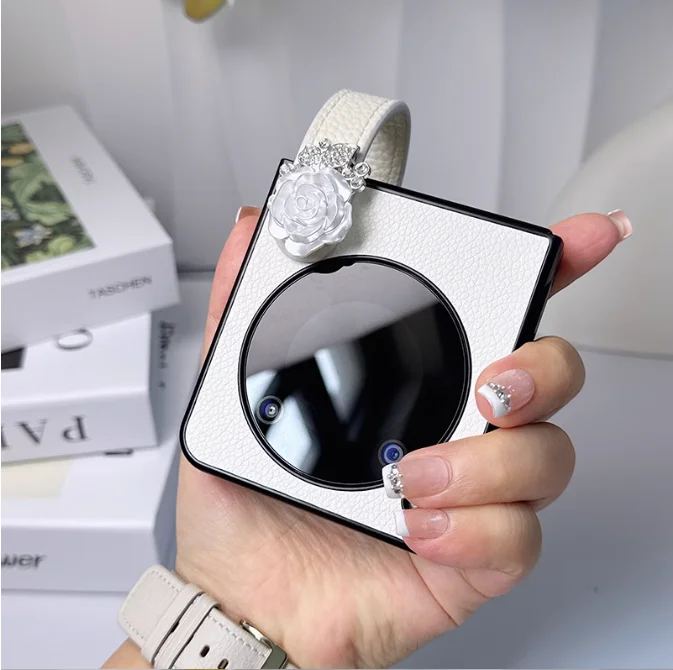 Zte Libero用の花とブレスレット付きのNubiaフラップレザーケース,キュートでファッショナブルなアクセサリー