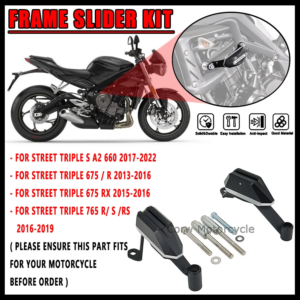 

FRAME SLIDERS Frame Slider Kit Engine Guard Falling Protector Cover For Street Triple 675 Street Triple 675R 2013 2014 2015 2016