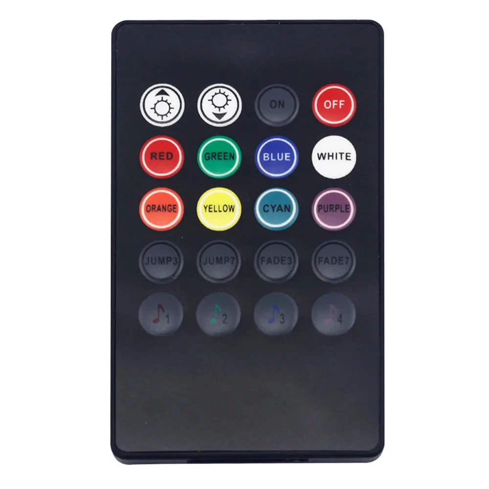 20 Key 12-24V 72W 38KHz Music IRController Black Sound Sensor Remote For RGB LED Strip Foot lamp car Ambient lamp