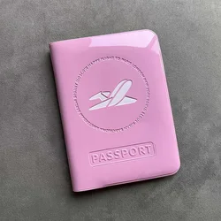 Suporte impermeável do passaporte do avião para mulheres, design 3D, suporte do passaporte do curso do PVC, acessórios cor-de-rosa