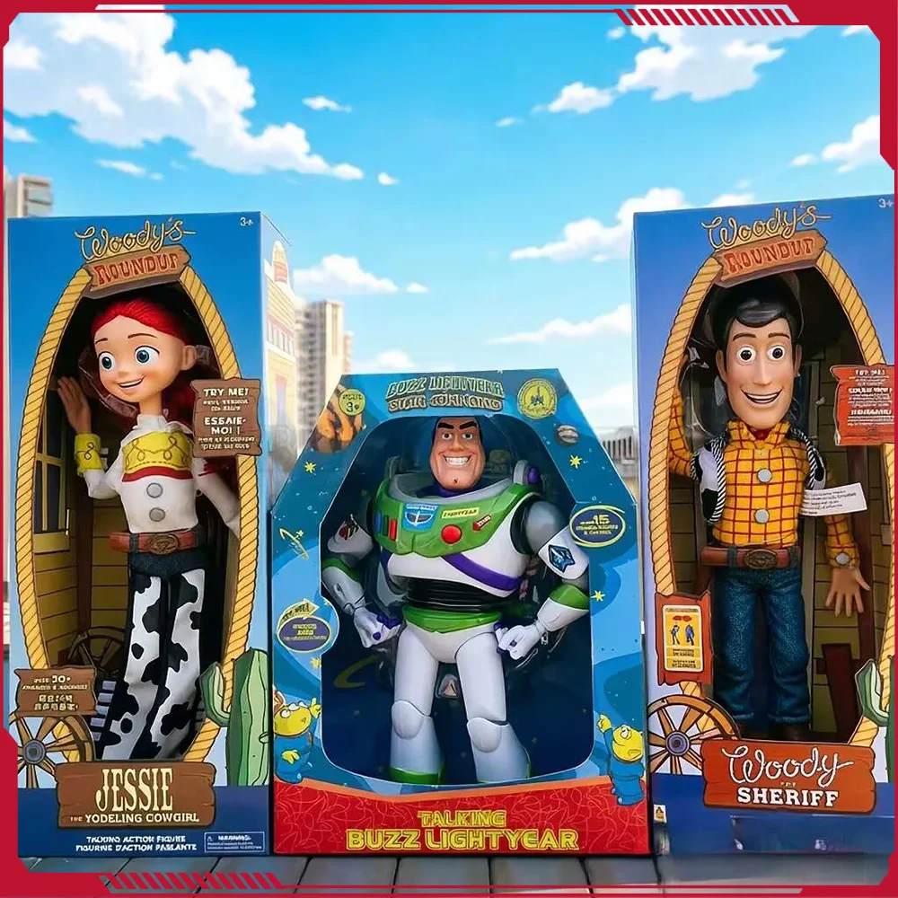 Figurines d'action Woody de Toy Story 40 cm, Jessi, Disney Pixar, personnage de film anglais, poupée en tissu, cowboy, cadeau d'anniversaire pour enfants
