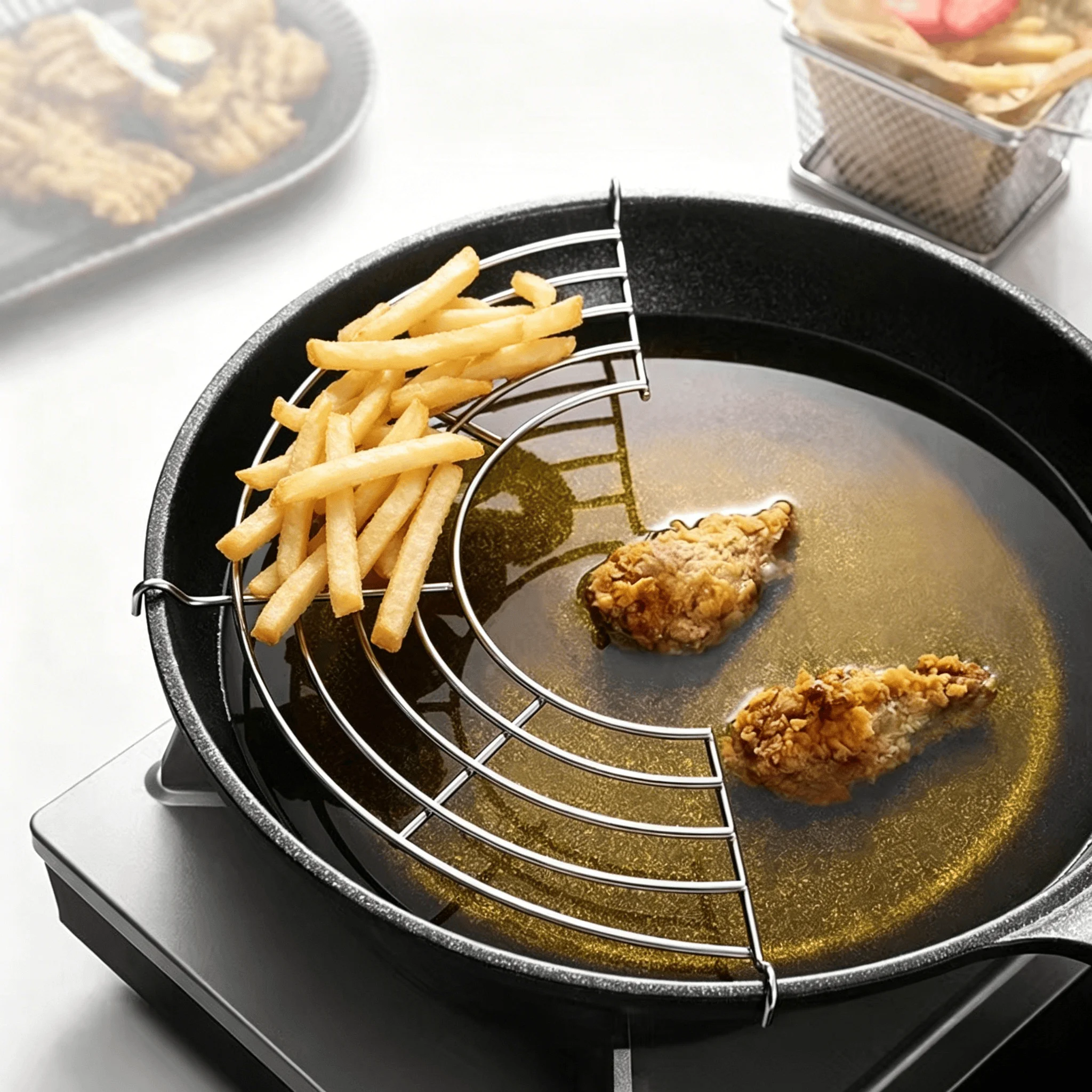 6.3In/16Cm Oil Draining Rack, Semi-Circular Oil Drip Rack, Fried Fries, Chicken Wings, Oil Filter Rack, Steaming Rack, Stainless Steel, Household Use
