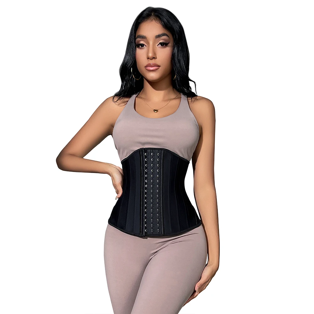 

Latex Waistband Girdle 23 Steel Bones Underbust Corset Slim Waist Trainer Belt Cincher