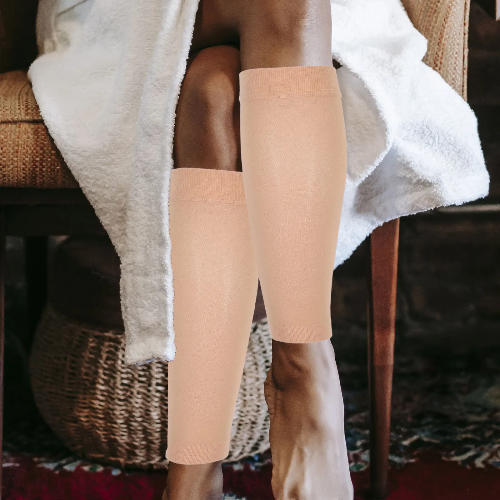 

1Pair Medical Compression Socks Pregnant Women Elastic Calf Sleeve Size L Khaki Leg Compression Soft Padding Vibration Buffer