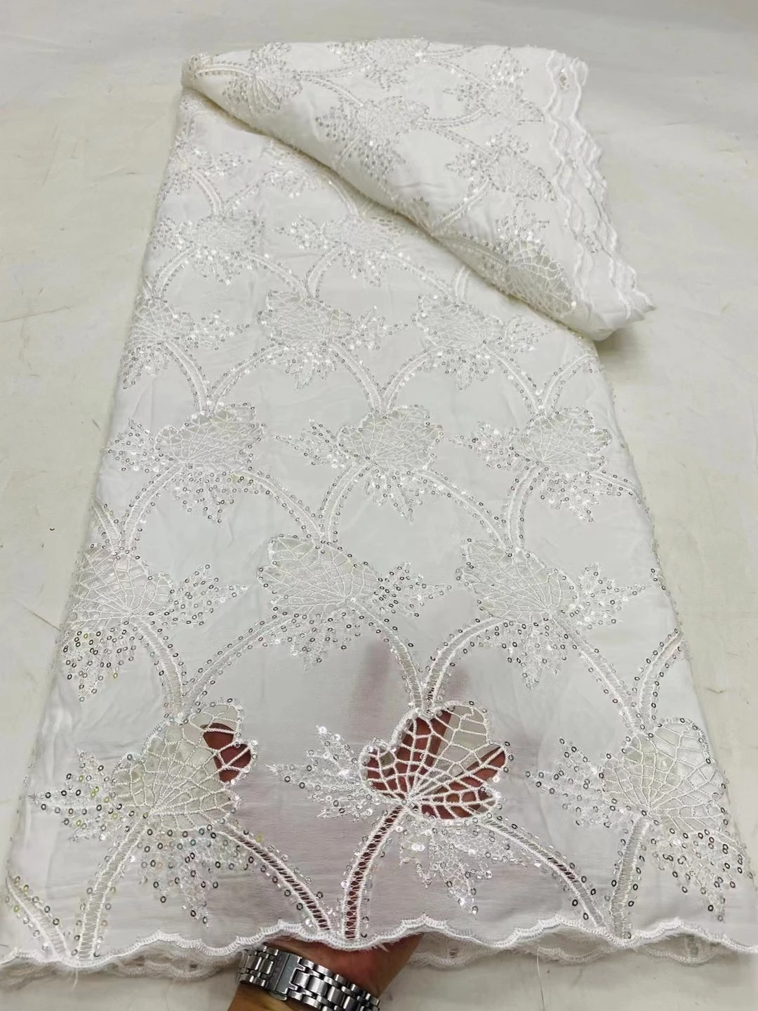 

African Nigerian Tulle Lace Fabric, for Sewing Wedding Party Gown Dress, High Quality,Embroidered Cotton Damask, 5Yard, 2024
