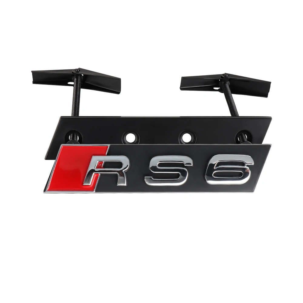 3D ABS Chrom Schwarz S Logo Kühlergrill-Emblem Aufkleber Auto Frontgrill-Abzeichen Dekoration für Audi RS3 RS4 RS5 RS6 RS7 S3 S4 S5 S6 S7 S8
