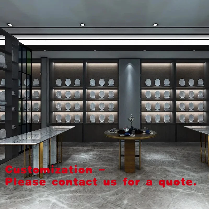 

custom.Customized Light Duty Hotel Kitchenware Display Cabinet Supermarket Life Center Island Booth Showcase Ceramic Exhibit
