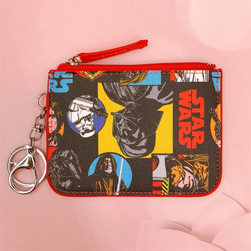 Marvel Avenger dompet koin anak-anak pemegang Spider-Man Captain America Print tempat kartu Tag nama dengan gantungan kunci tas kartu dompet