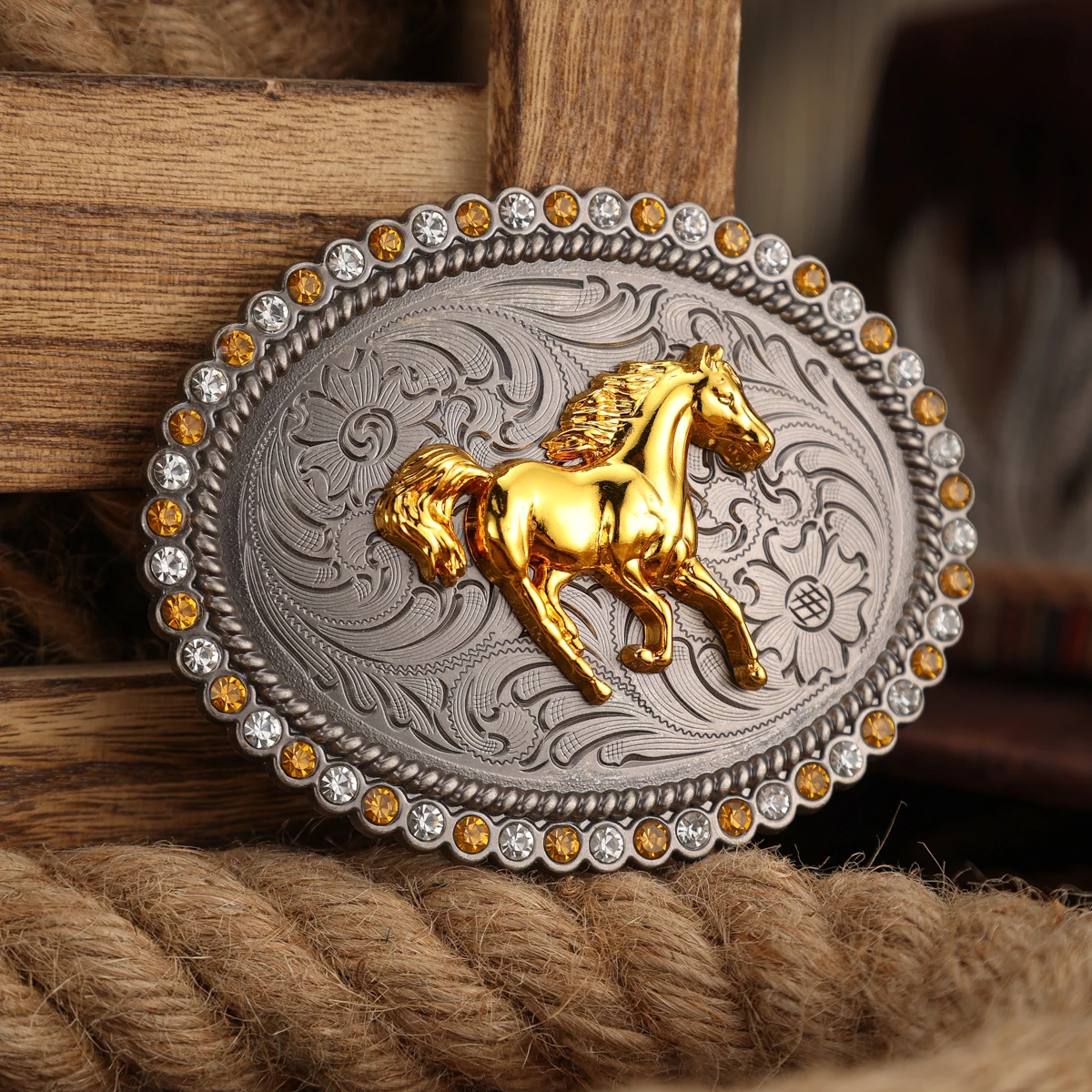 A Belt Buckle Head - A Western Cowboy-Style Belt Buckle Head - A Metal Buckle Head