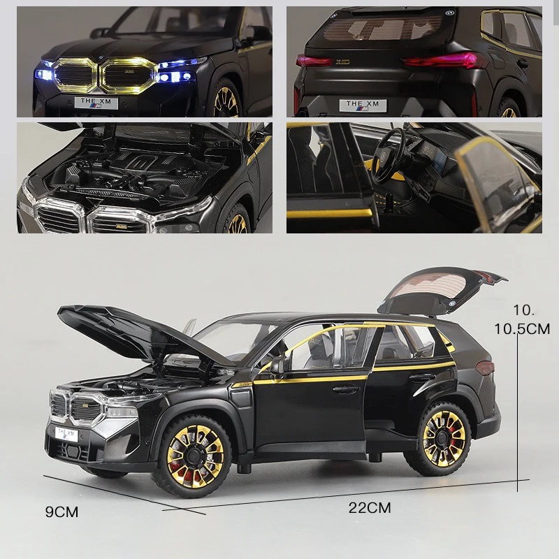 XM SUV Alloy Car Model para Crianças, 1:24, Diecasts & Toy Vehicles, Modelo de Carro Som e Leve, Pull Back Car Toys, Presentes