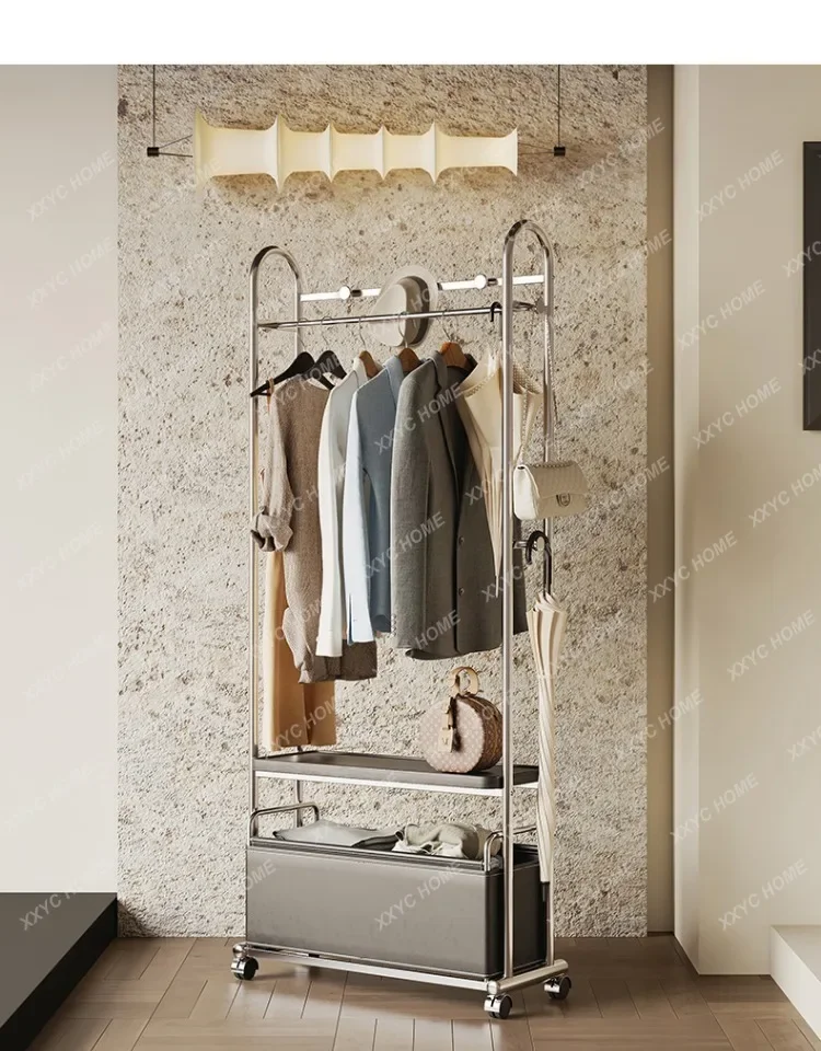 light luxury hanger floor-to-ceiling bedroom clothes with locker household cherry wood coat rack