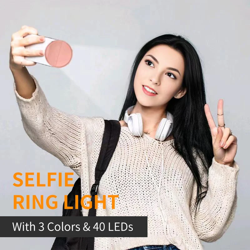 Регулируемая ручка для селфи, 2 цветовой температуры, светодиод с бесступенчатым затемнением, 800 мАч, портативный перезаряжаемый заполняющий светильник для фотографии