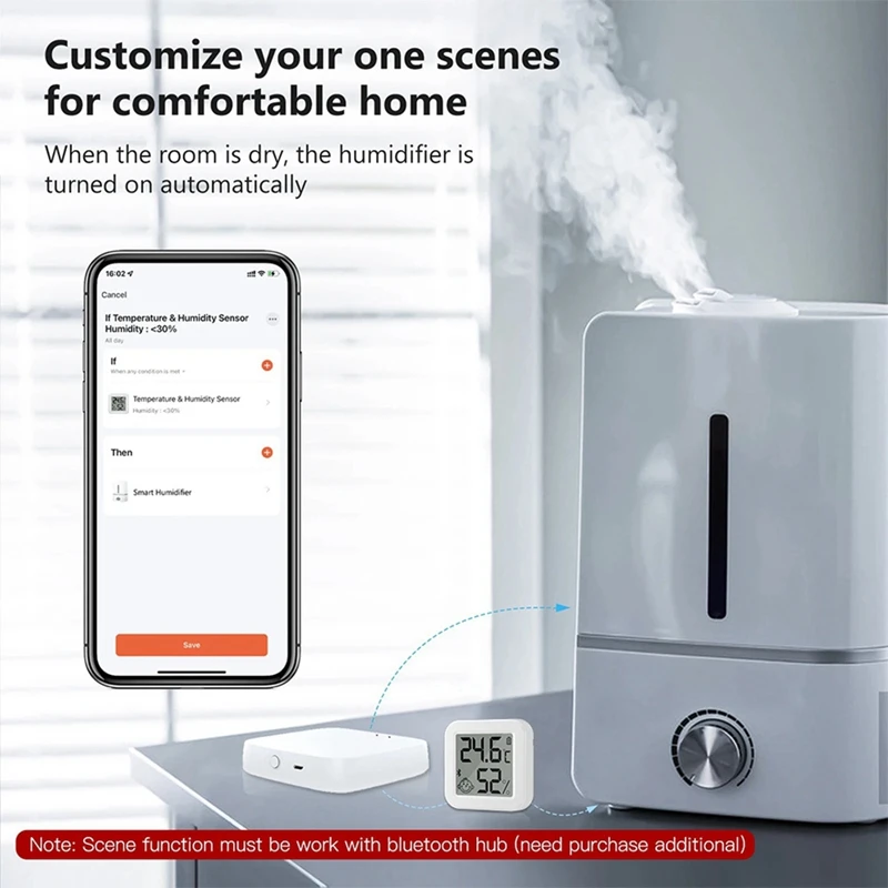 Smart Zigbee Temperature And Humidity  Sensor APP Real Time Monitoring LCD Screen Diaplay Works