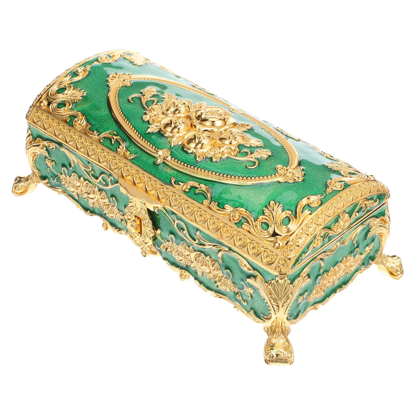

Vintage Jewelry Box European Style Footed Trinket Organizer Decorative Jewelry Storage Box for Dresser Vanity