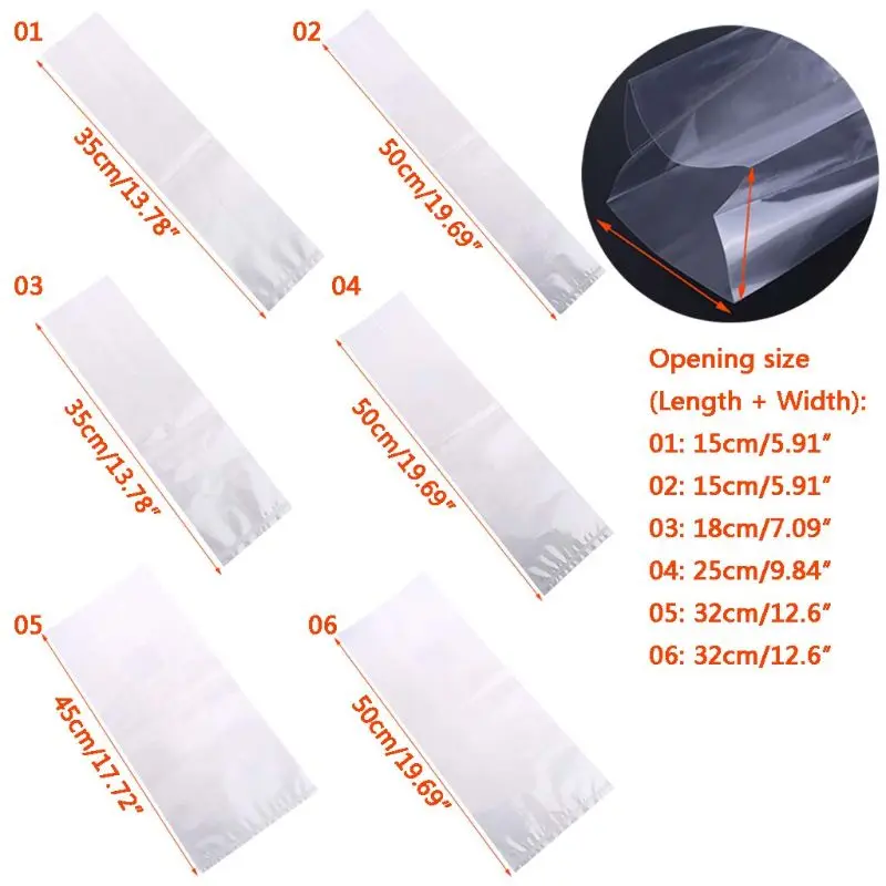 Bolsas crescimento cogumelos F92B 50pcs bolsa sacola plástica respirável temperatura para o crescimento