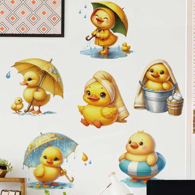 

Cartoon Cute Duck Wall Sticker Bathroom Toilet Decor Living Room Cabinet Refrigerator Home Decoration Decals M991