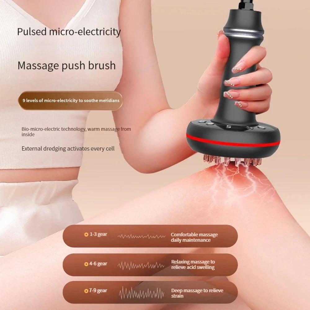 Electric Meridian Brush Gua Sha Body Massager Vibrate Microcurrent Hot Compress Scraping Lymphatic Drainage Machine Fat Burner