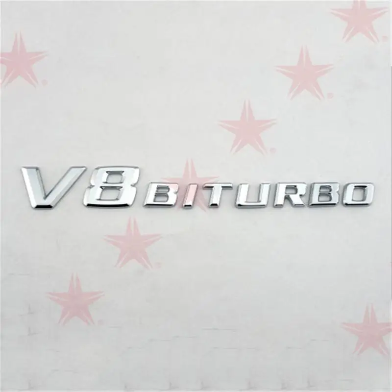 Cheap Car Sticker Vehicle Logos Emblem Double Turbo ABS Material Stickers For Car Body Leaf Plate Car Labeling For V8 BITURBO