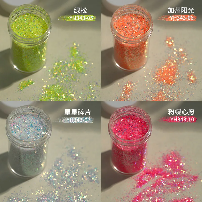 1jar Iridescent Bulk Glitter Nail Powder Sparkly Pigments Decoration Manicure Accessories DIY Crafts Nail Supplies Professionals