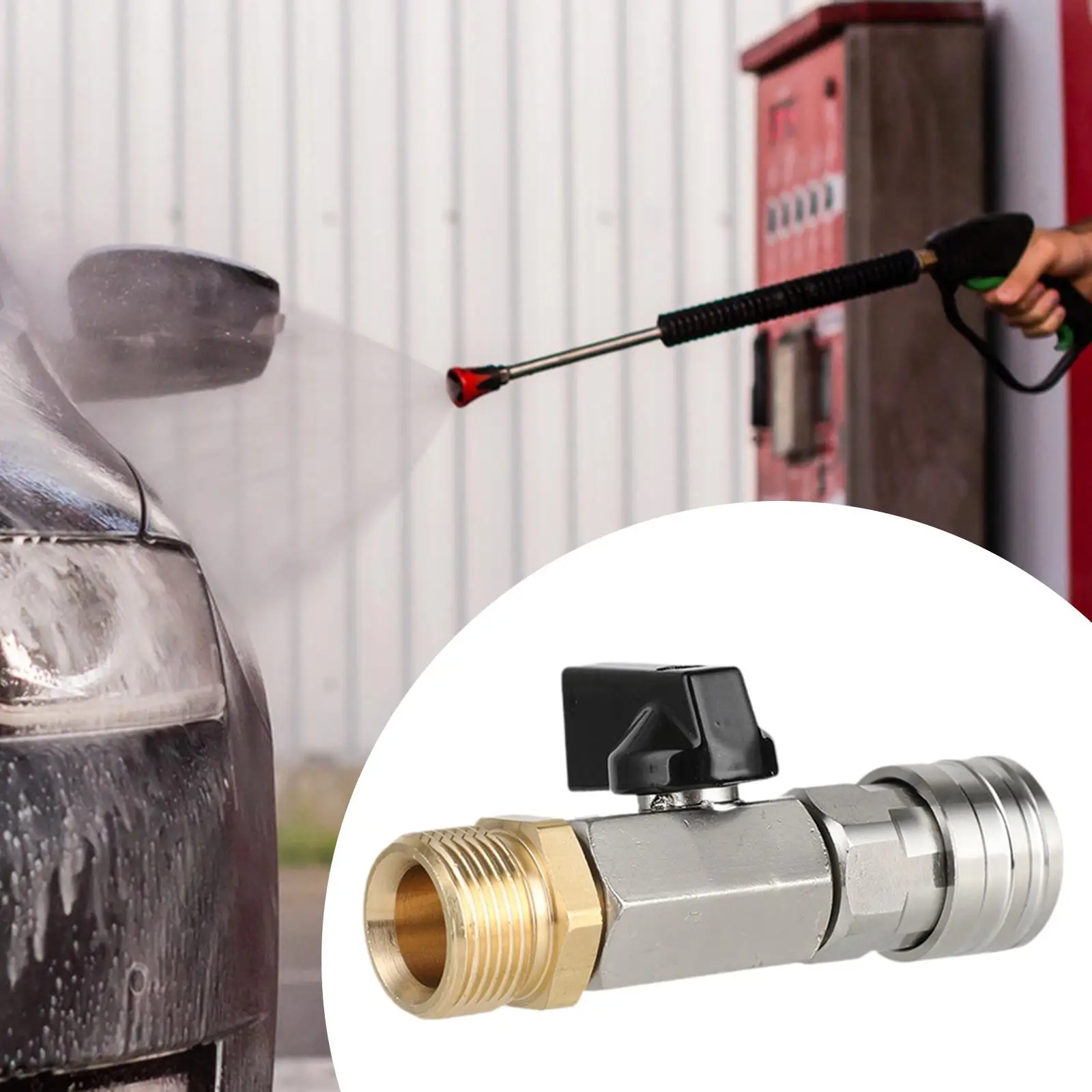 Water Pipe Coupler Hose Adapter Pressure Washer Ball Valve Compact Durable Metal for M