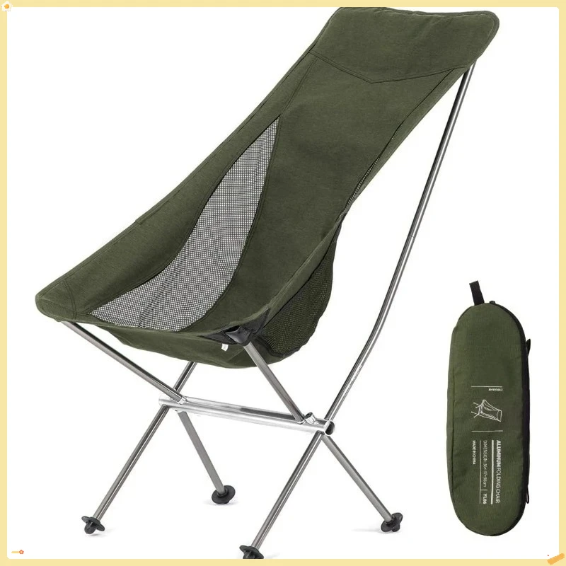 Silla plegable para acampar, ligera, con respaldo alto, compacta, para exteriores, resistente, 330 libras, portátil para adultos, senderismo, pesca, viajes
