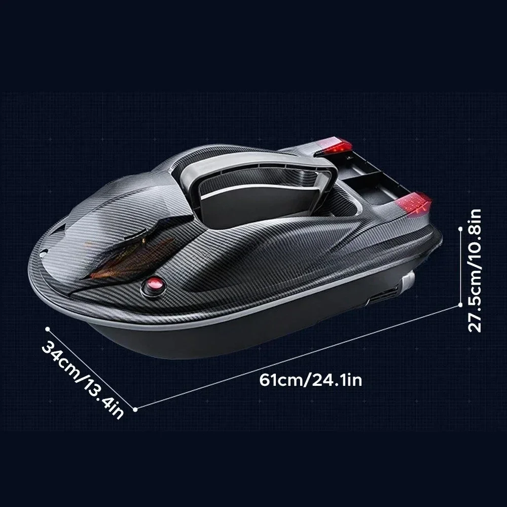 

Large Outdoor 3 Hopper High Speed RC Fishing Boat 500M 7KG Load Voice Broadcast Smart Route Correction Remote
