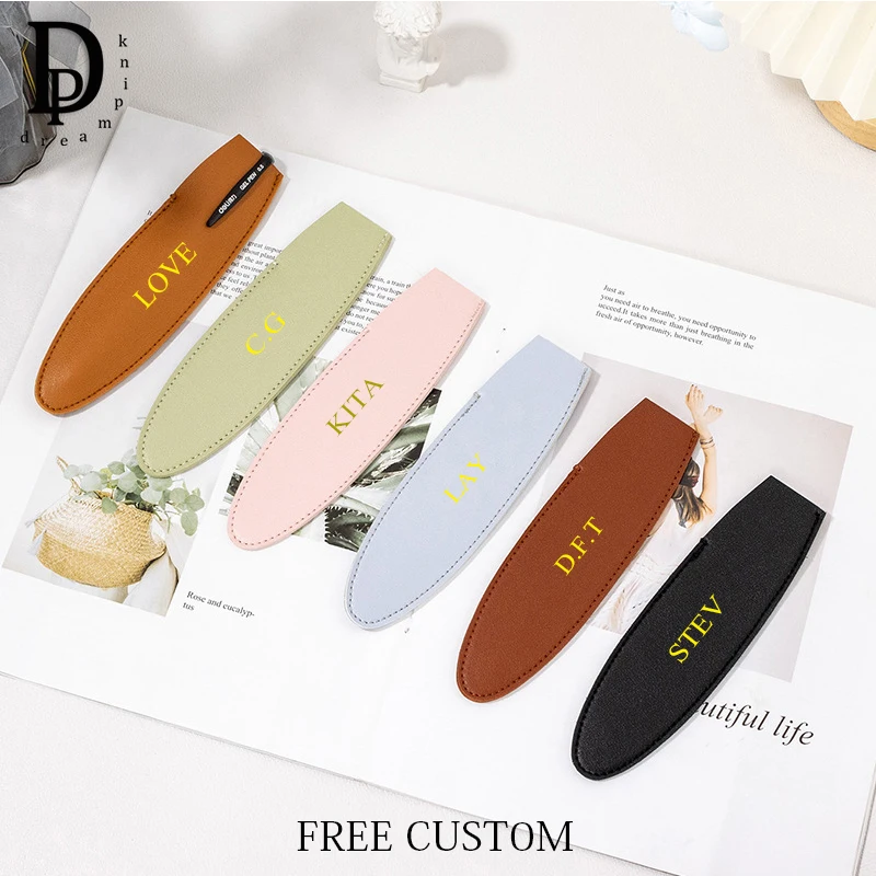 Custom Initials Slim Pen Slot Engrave Letters Fashion PU Leather Pen Case Vintage Business Office Student School Pen Bags Gift