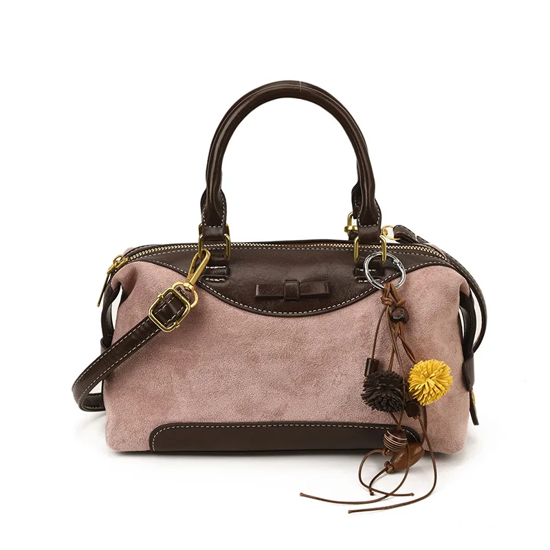 

Новая ретро-сумка-тоут из матовой искусственной замши, женская сумка через плечо, сумка-бостон, сумка для поездок на работу