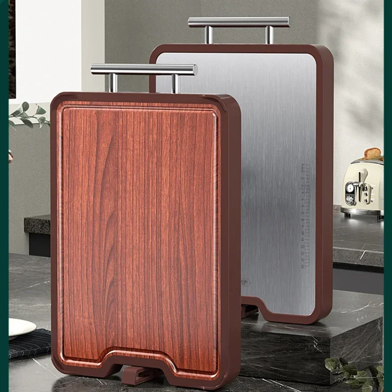 Antibacterial Kitchen Cutting Board, Mold Resistant PP Material, Double Sided Ebony 316 Stainless Steel Chopping Block