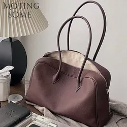 Motingsome First Layer Handbag for Women Togo Cowhide Niche Design Pillow Bag Shoulder  Bowling Bag Gunderarm Armpit Bags Boston