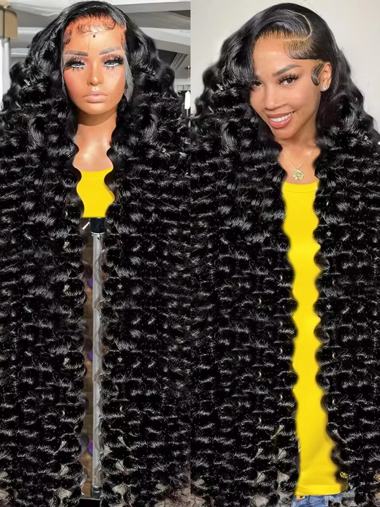 40 بوصة فضفاض موجة عميقة 13x6 HD الدانتيل الباروكة الأمامية شعر الإنسان البرازيلي 13x4 عميق مجعد الدانتيل الجبهة الباروكات للنساء قبل قطعها 250%