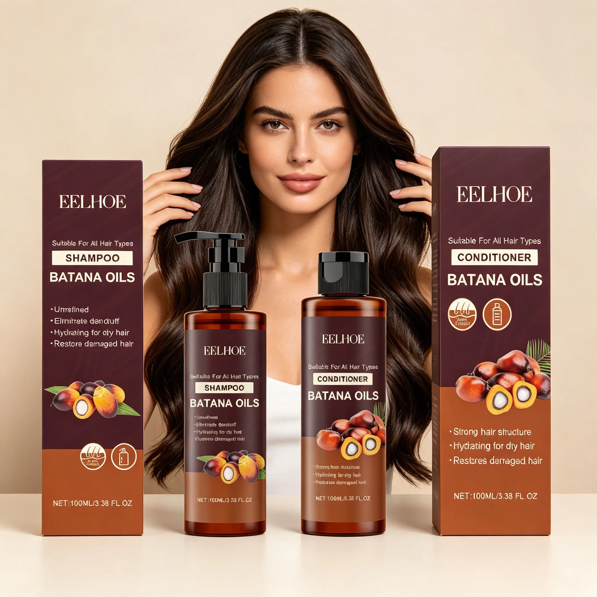 Conjunto de Cuidados para Cabelo com Óleo de Batana: Shampoo e Condicionador para Limpeza do Couro Cabeludo, Controle de Oleosidade, Anticaspa e Prevenção da Secura para Homens e Mulheres