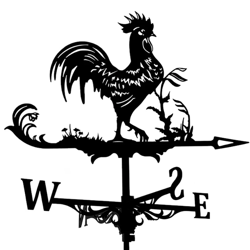 ABCA-Farm Stainless Steel Home Weather Vane Wind Direction Indicator Yard Measuring Tools For Outdoor Rooster Animal Bracket