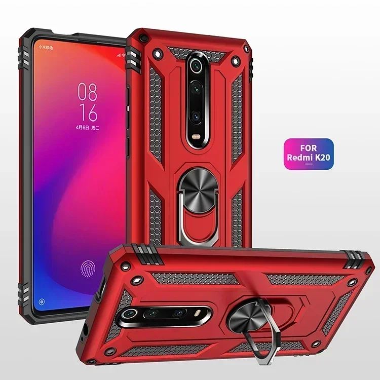 for Xiaomi Mi 9T Armor Shockproof Case for Xiaomi Mi 9T Pro Rugged Military Protective Car Holder Ring Case Cover Mi 9 T Pro