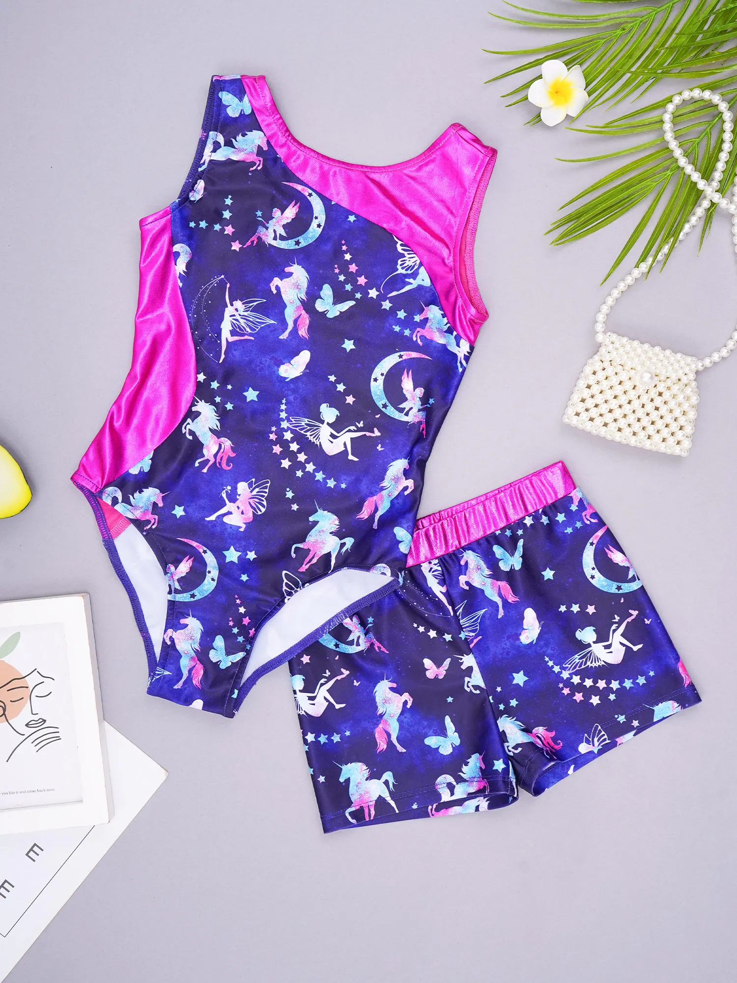 New 2023 Children\'s Swimwear Two Piece Flamingo Swimsuit For Girls Gymnastics Dance Leotard 2023 Summer Bikini Sets Kid Swimsuit