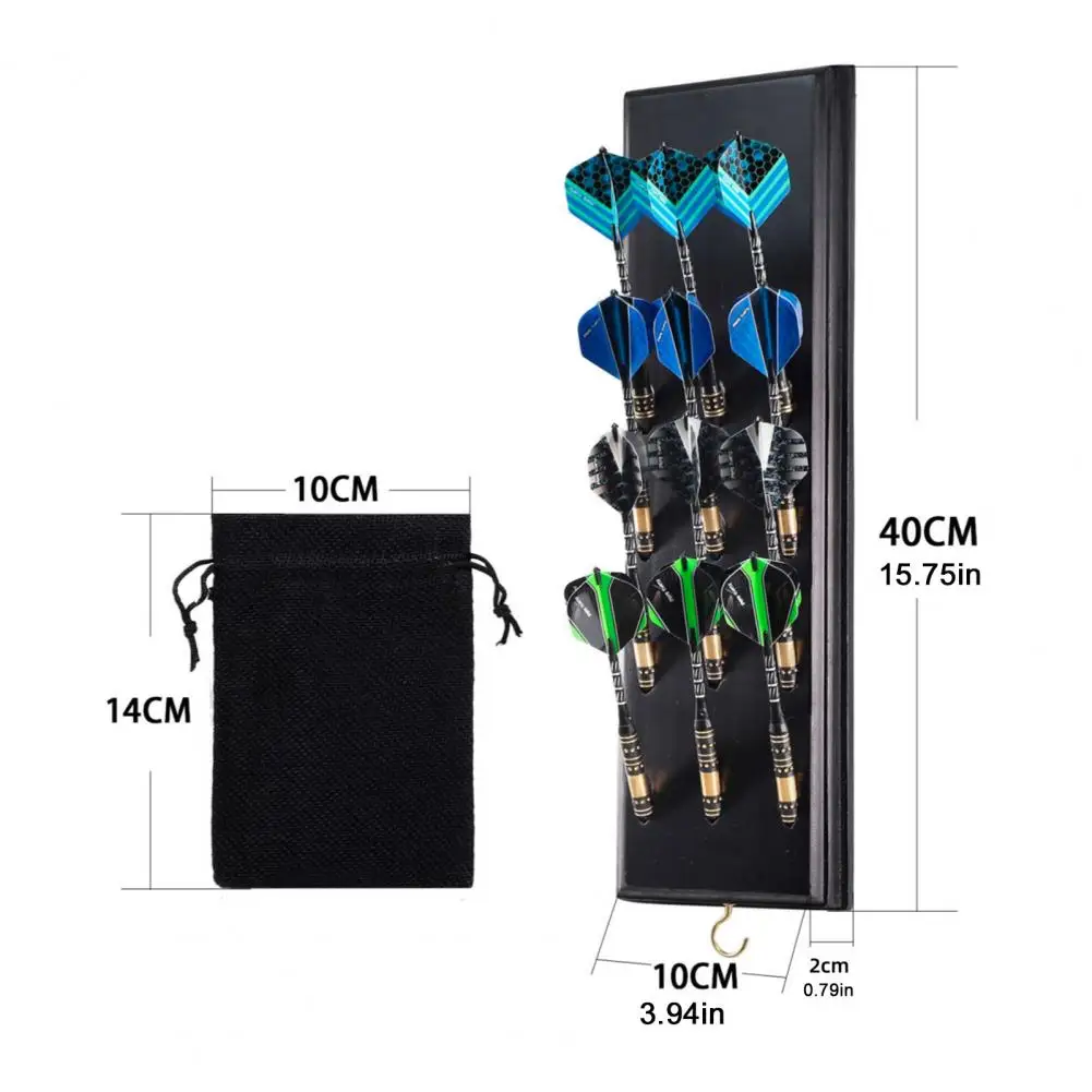 

Wall Dart Holder Dart Display Board Wooden Wall Mounted Dart Holder with Metal Hook Accessory Storage Bag Display Rack for 12