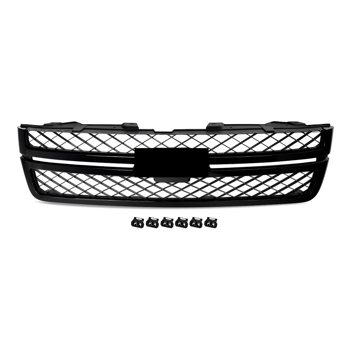

Glossly Black Front Bumper Center Grill Mesh Hood Molding Trim for Chevy Silverado 2500 3500 HD 2011-2014 Grille Assembly
