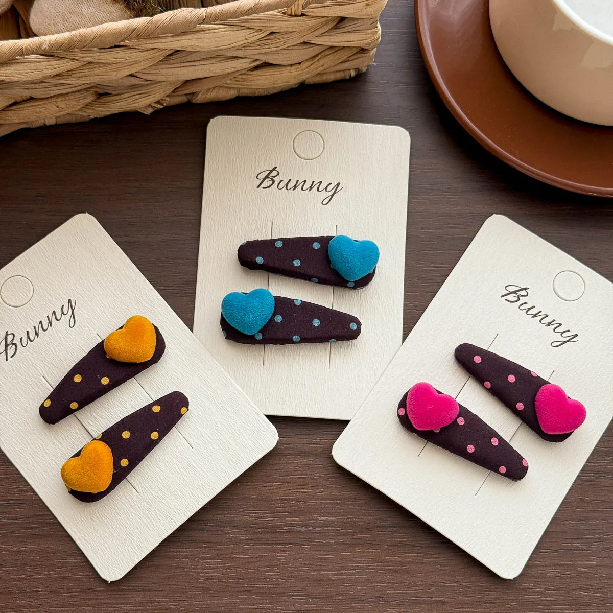 Autumn Retro Love Polka Dot Water Drop BB Clip Baby Girl Bangs Side Clip Hairpin Hair Clip Children's Hair Accessories Headwear