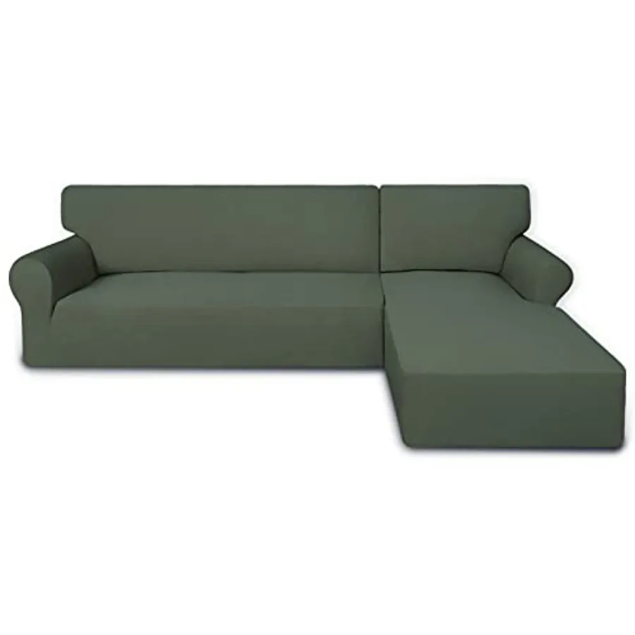 

Super Stretch Sectional Couch Covers - 2 pcs Spandex Non Slip Sofa Covers with Elastic Bottom for L Shape Sectional Sofa Great