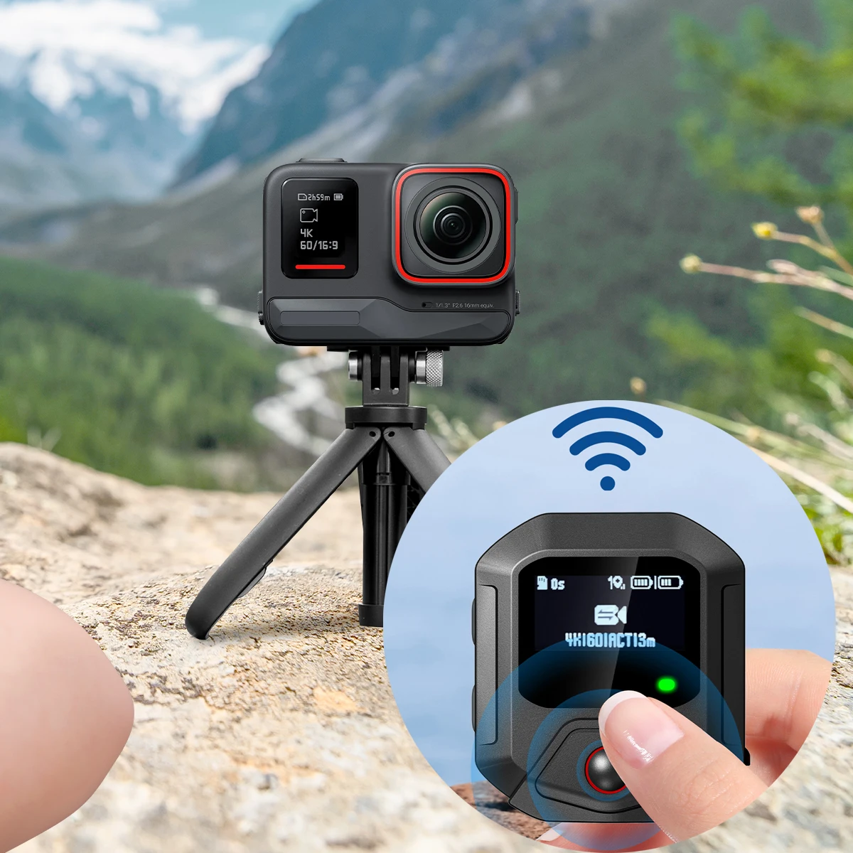 GPS Remote Control for Insta360 X5/X4/X4 Air X3/Go 3S/ACE Pro 2/ACE Pro/ONE X2 Cameras 25M Range Smart Action Accessories